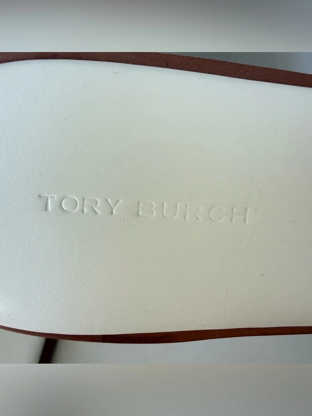 Tory Burch Everly Ivory Leather Gold Double T Slide Sandals Size 10